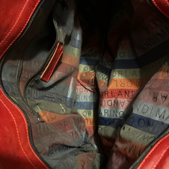 Marino Orlandi Satchel Bag. Red Genuine Leather. Made Italy - Picture 2 of 3